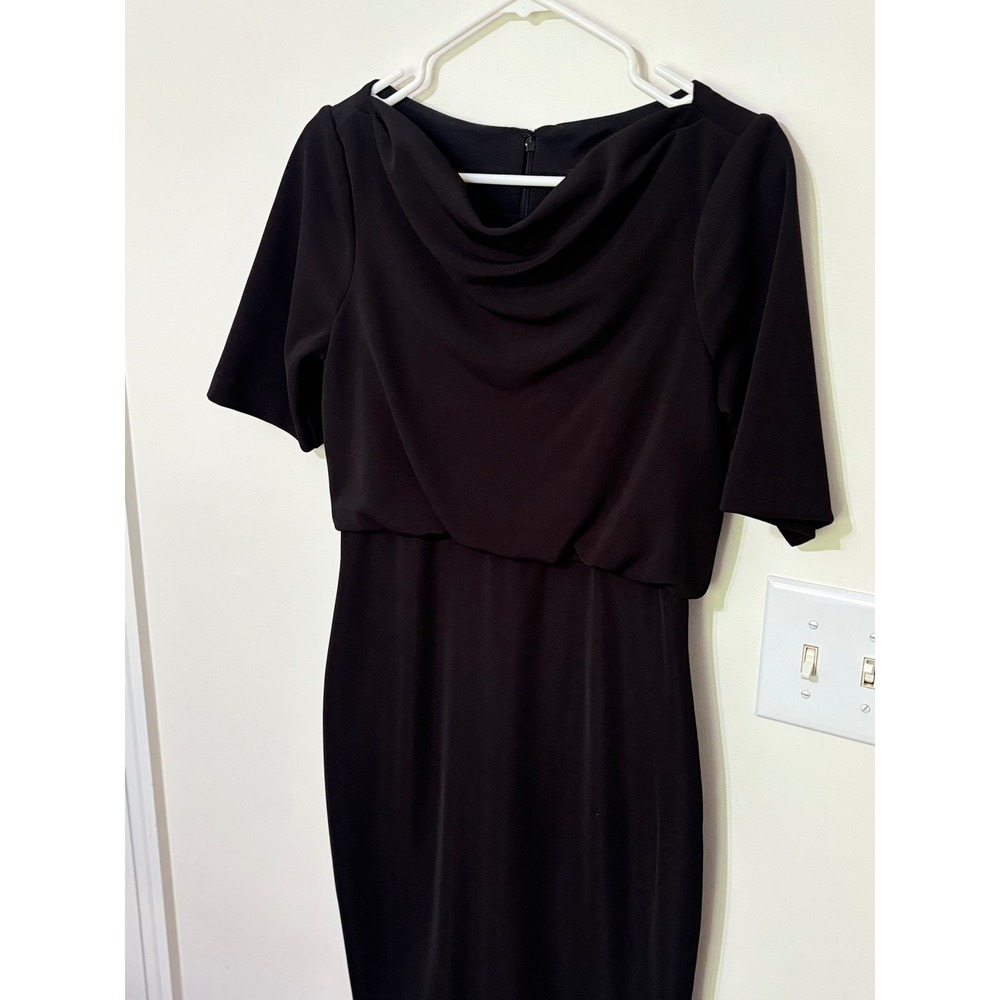 Badgley Mischka Black Sheath Dress Cowl Neck Cocktail Party Size S